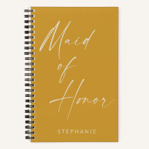 Maid of Honour Minimalist Yellow Personalized   Notebook