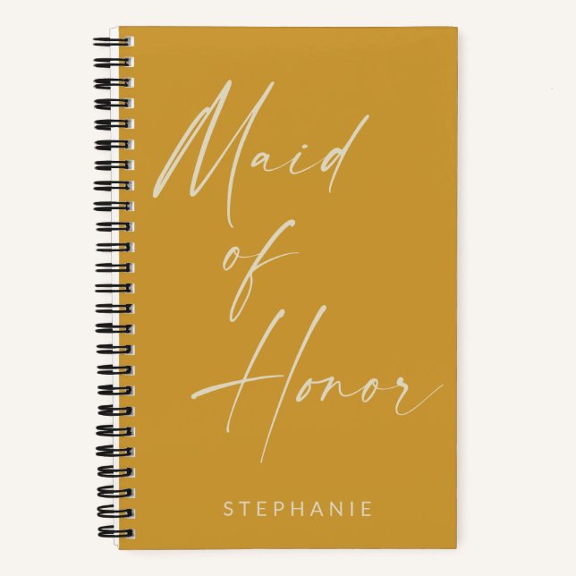 Maid of Honour Minimalist Yellow Personalized   Notebook (Front)