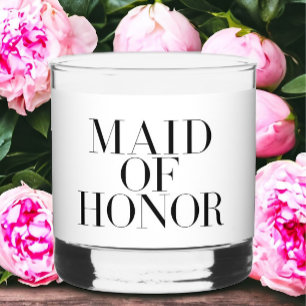 Maid of Honour Modern Elegant Bridal Party Custo Whiskey Glass