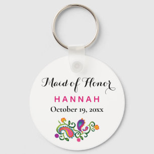 Maid of Honour Modern Typography Script Wedding Keychain