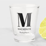 Maid of Honour Monogram Name Shot Glass<br><div class="desc">Modern typography minimalist monogram name design which can be changed to personalize. Perfect for thanking your Maid of Honour for all their help and support in making your wedding amazing.</div>