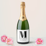 Maid of Honour Monogram Name Sparkling Wine Label<br><div class="desc">Modern typography minimalist monogram name design which can be changed to personalize. Perfect for thanking your Maid of Honour for all their help and support in making your wedding amazing.</div>