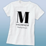 Maid of Honour Monogram Name T-Shirt<br><div class="desc">Modern typography minimalist monogram name design which can be changed to personalize. Perfect for thanking your Maid of Honour for all their help and support in making your wedding amazing.  Ideal for a Bridal Shower,  Bachelorette party or as a gift for your wedding party.</div>