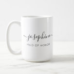 Maid of honour Name I can't say I do without You Coffee Mug<br><div class="desc">Delight your Maid of honour with the Maid of honour Name "I Can't Say I Do Without You" Coffee Mug, a perfect addition to your bridesmaid proposal package. This personalized mug showcases an elegant script font that beautifully displays your friend's name, accompanied by modern typography for the title "Maid of...</div>