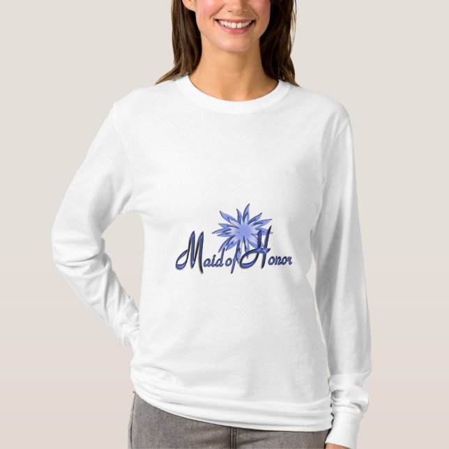 Maid of Honour Personalized Blue Long Sleeve Shirt (Front)
