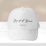 Maid of Honour Personalized Chic Minimalist Weddin Trucker Hat<br><div class="desc">This chic,  simple maid of honour hat features your name underneath elegant black typography. Customize these elegant,  modern bridal party hats for your wedding or bachelorette party.</div>