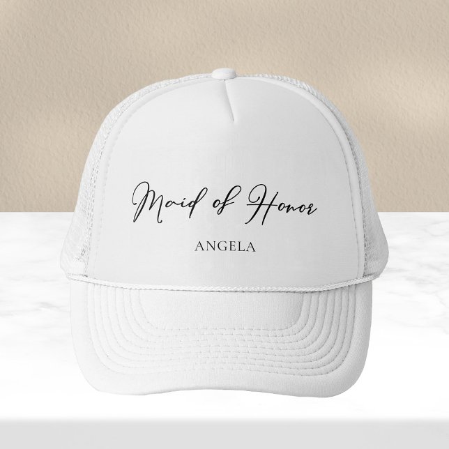 Maid of Honour Personalized Chic Minimalist Weddin Trucker Hat (Creator Uploaded)