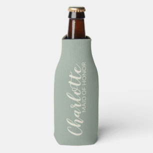 Maid of Honour Personalized Name Sage Green Bottle Cooler