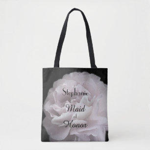 Maid of Honour Personalized Pale Pink Rose Tote Bag
