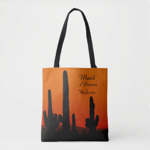 Maid of Honour Personalized Tote, Saguaro Sunset Tote Bag