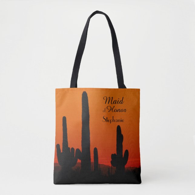Maid of Honour Personalized Tote, Saguaro Sunset Tote Bag (Front)
