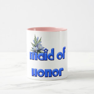 Maid Of Honour Personalized Wedding Blue  Mug