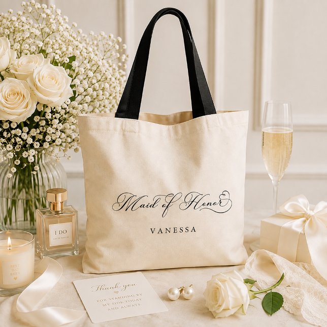 Maid of Honour Personalized Wedding Tote Bag (Wedding Party Tote Bag)