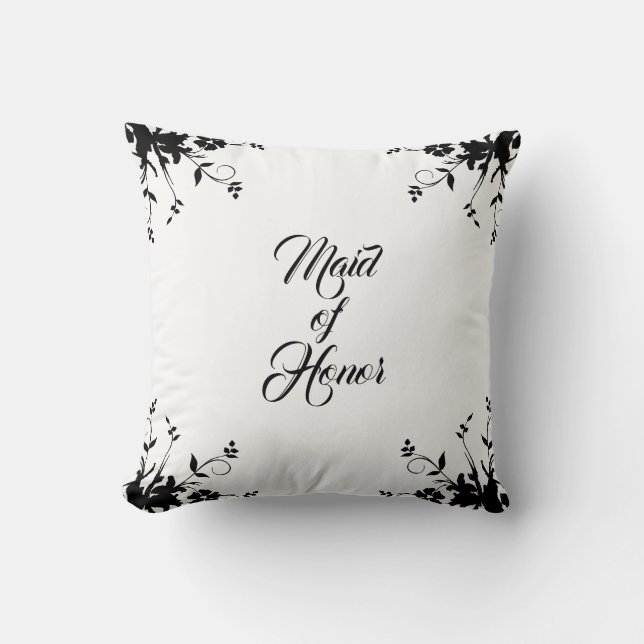 Maid of Honour Personalized White Throw Pillow (Front)
