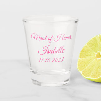 Maid of Honour Pink Custom Name Gifts Wedding Shot Glass