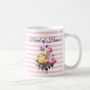 Maid of Honour Pink Rose Bouquet Personalized Mug