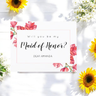 Maid of Honour Pink White Floral Postcard