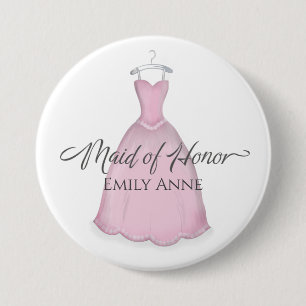 Maid of Honour Pretty Wedding Vintage Dress Cute 3 Inch Round Button