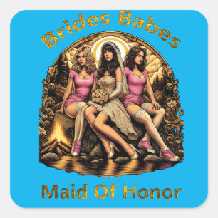 Maid of Honour Pride in a Bridal Party Themed Square Sticker