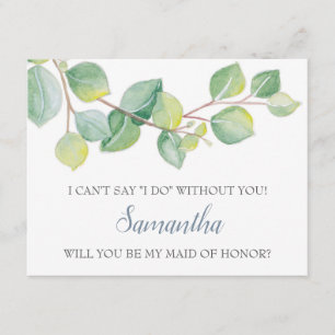 Maid of Honour Proposal Card, Greenery Eucalyptus Invitation