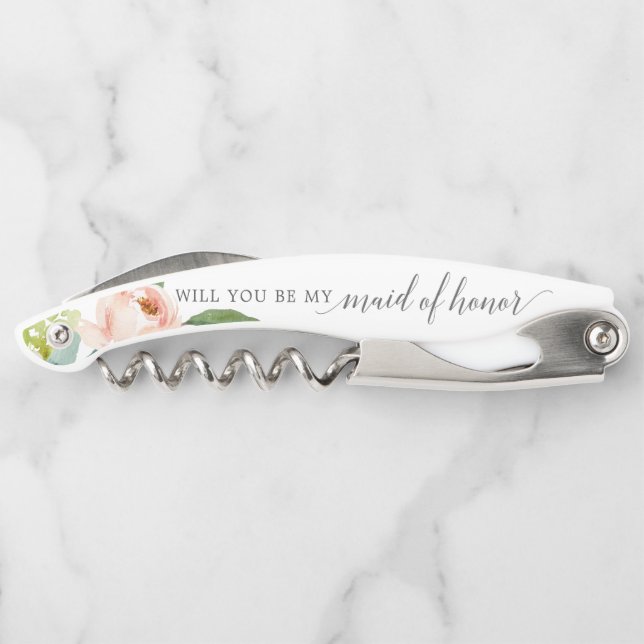 Maid of Honour Proposal Cork Screw - Airy Blush Corkscrew (Back)
