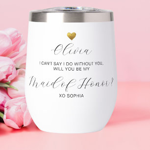 Maid of Honour Proposal, Gold Heart, Personalized
