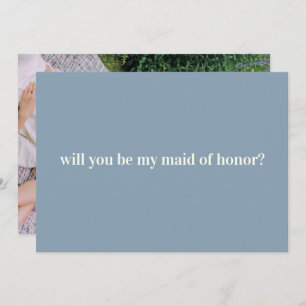 Maid of Honour Proposal in Blue with Photo on Back Card