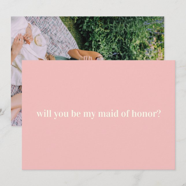 Maid of Honour Proposal in Blush with Photo on Bac Card (Front/Back)