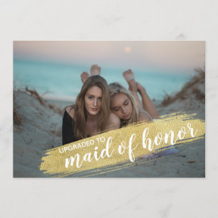 Maid of Honour Proposal Invitation Gold Brush