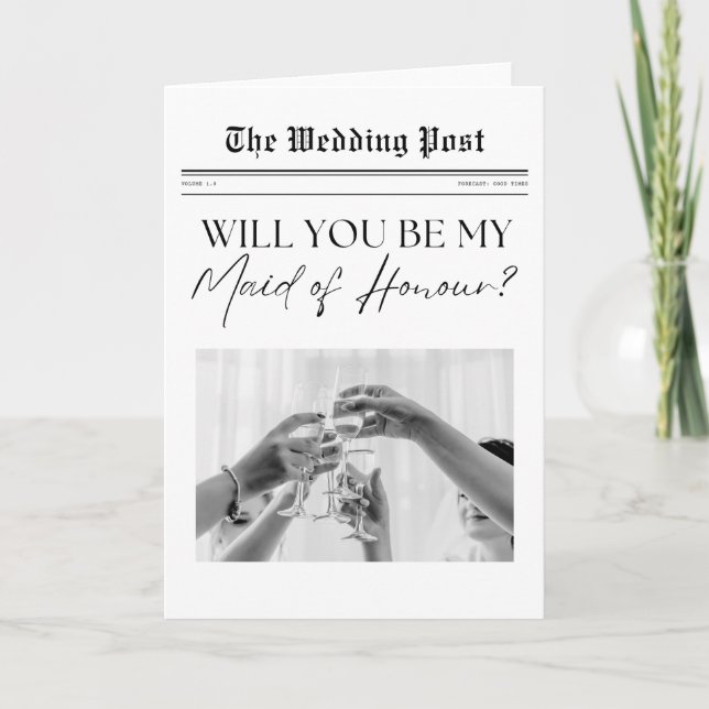 Maid of Honour Proposal, UK Simple  Card (Front)