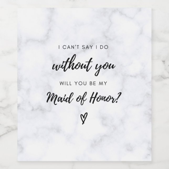 Maid of Honour Proposal Wine Label (Single Label)