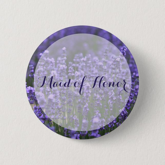 Maid Of Honour Purple Lavender Wedding Buttons (Front)
