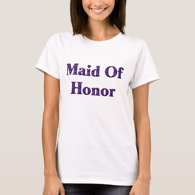 Maid Of Honour Purple Zebra Wedding Party  T-Shirt (Front)