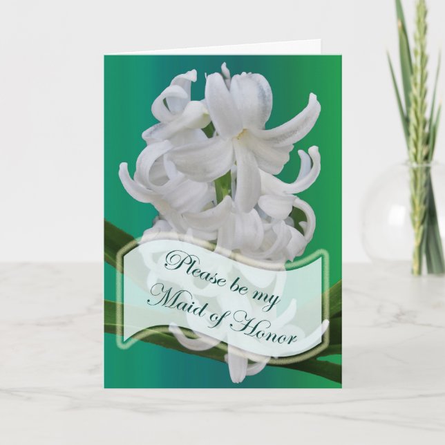 Maid of Honour Request White Hyacinth Card (Front)