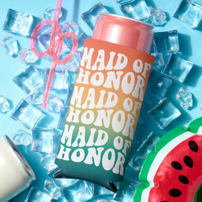 Maid of Honour Retro Pastel Gradient  Seltzer Can Cooler (In Situ Summer)