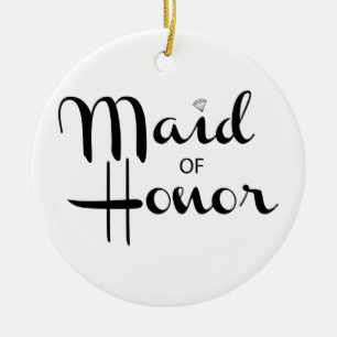 Maid of Honour Retro Script Ceramic Ornament