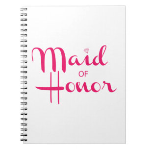 Maid of Honour Retro Script Pink Notebook