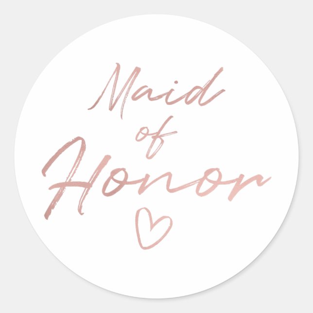 Maid of Honour - Rose Gold faux foil sticker (Front)