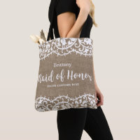 Maid of Honour Rustic Lace Burlap Custom Wedding