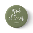 Maid of Honour Sage Green Wedding Button