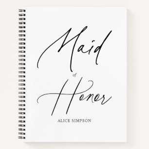 Maid Of Honour Script Handwriting Notebook