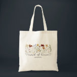 Maid of Honour Script Style Custom Floral Wedding  Tote Bag<br><div class="desc">Looking for a cute gift for your wedding bridal party? Check out this Maid of Honour Script Style Custom Floral Wedding Totebag. You can add a custom name very easily.  Have a great wedding!</div>