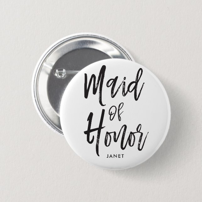 Maid of Honour| Script Style Custom Wedding 2 Inch Round Button (Front & Back)
