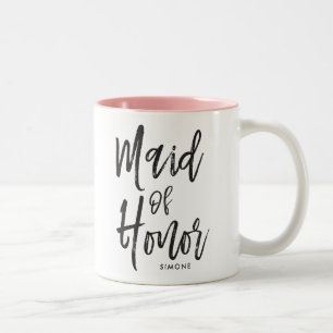 Maid of Honour  Script Style Custom Wedding Two-Tone Coffee Mug