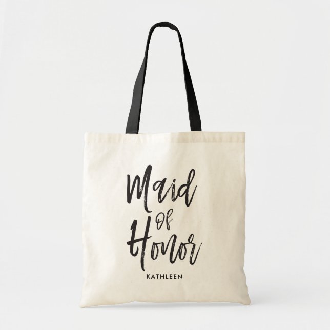 Maid of Honour | Script Style Customized Wedding Tote Bag (Front)