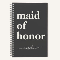 Maid of Honour Simple Minimalist Modern Name Black