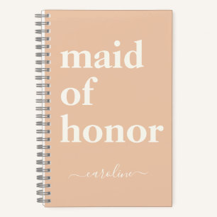 Maid of Honour Simple Minimalist Modern Name Peach Notebook