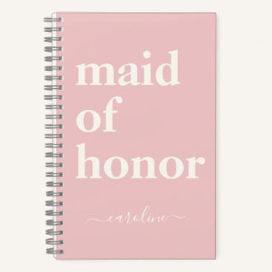 Maid of Honour Simple Minimalist Modern Name Pink  Notebook