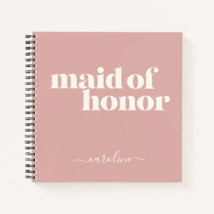 Maid of Honour Simple Minimalist Name Blush Rose Notebook