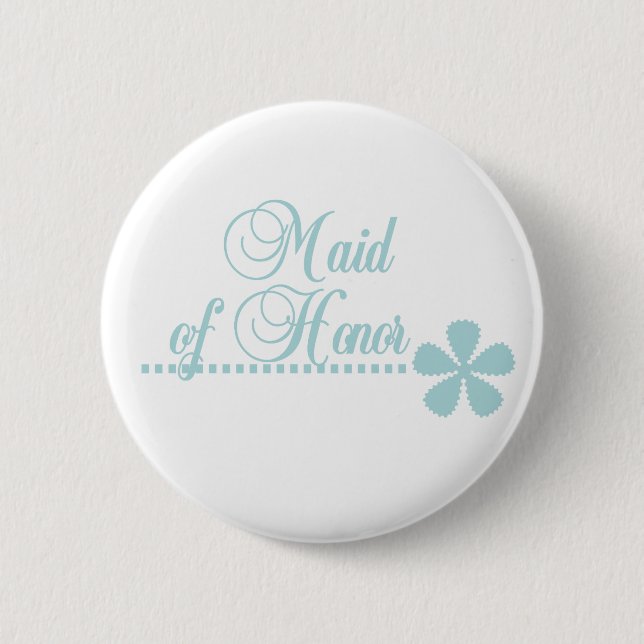 Maid of Honour Teal Elegance 2 Inch Round Button (Front)